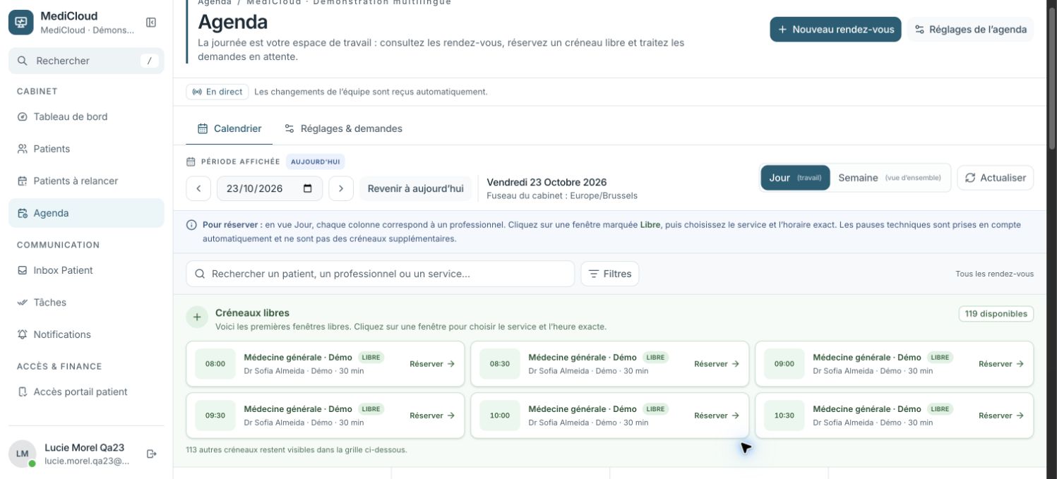 Les disponibilités de l’équipe dans un agenda partagé.