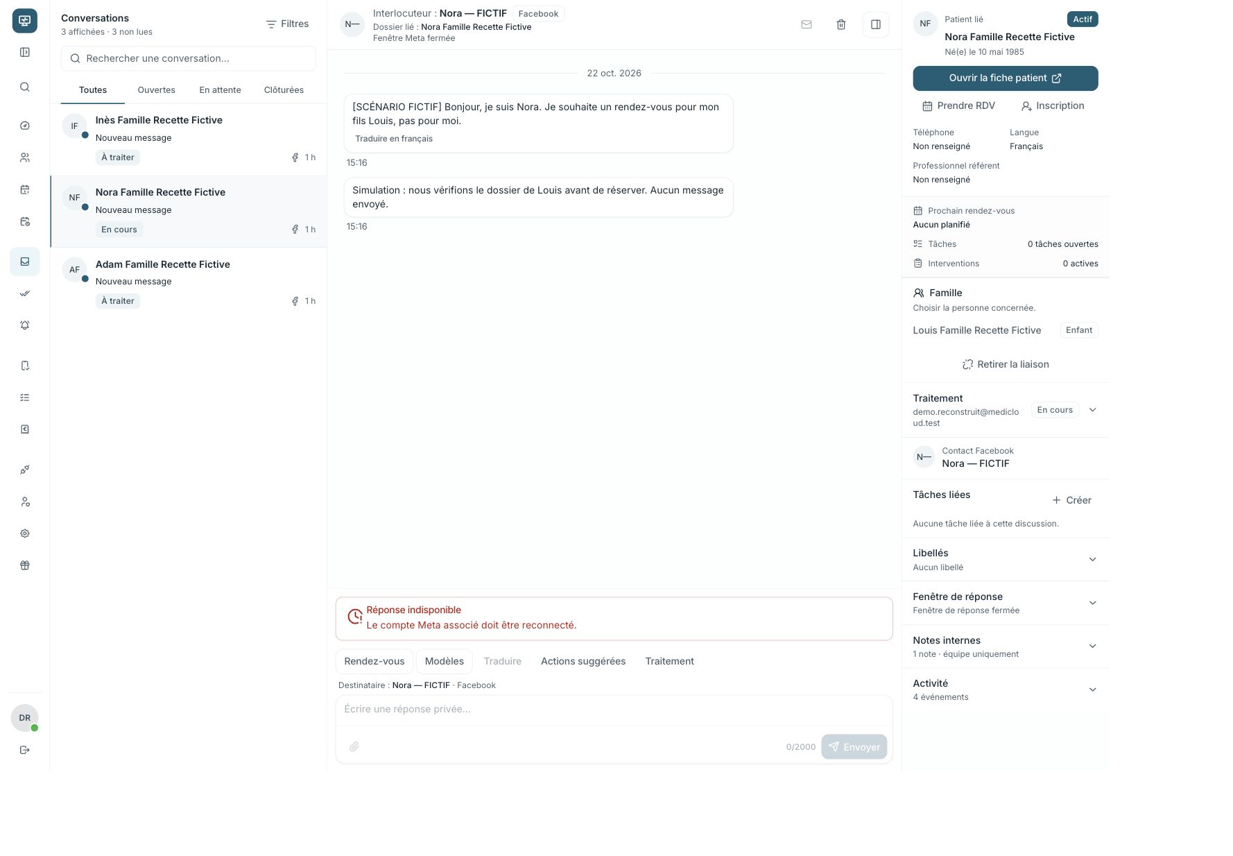 De inbox in demonstratiemodus, zonder aangesloten extern kanaal.